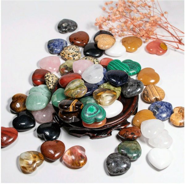 28-30mm Natural Gemstone Tumbled Crystal Puffy Heart Stones Chakra Healing 1 Pc