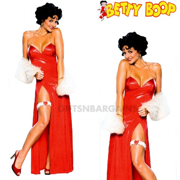 BETTY BOOP STARLET Costume Sexy Adult Flapper Dress Red 50's Party Women w/Stole