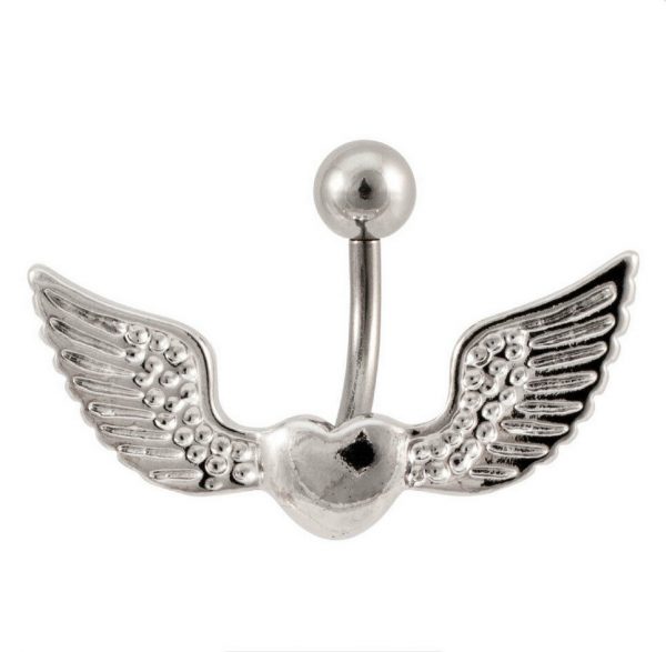 Biker Angel Heart belly button navel piercing body ring jewellery gift christmas