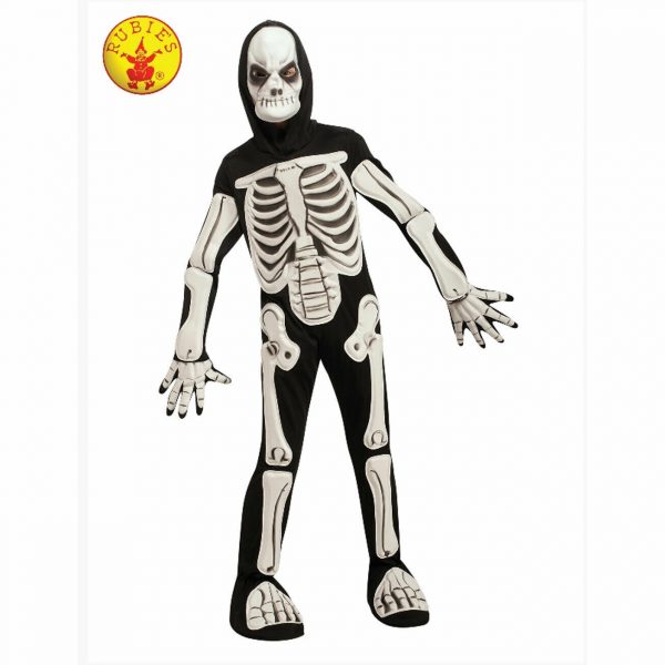 Boys Skeleton Costume Halloween w Gloves Mask Attached Foot Cover Fancy Dress - Image 3