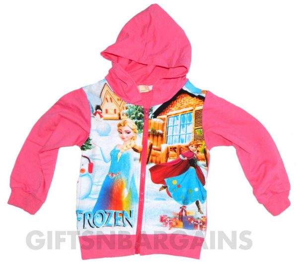 Frozen Girls Hoodie Cardigan Pink Elsa Anna Top Kid Winter Jacket Cotton 1-8y - Image 4