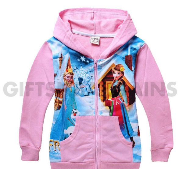 Frozen Girls Hoodie Cardigan Pink Elsa Anna Top Kid Winter Jacket Cotton 1-8y - Image 7