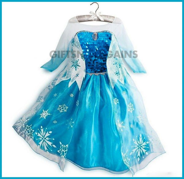 Girl Fancy Dress Costume Princess Queen Elsa Blue Party Birthday size 2-11yrs