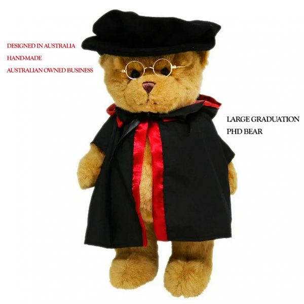 Graduation Bear Plush Toy Gift with Doctorate Phd Gown & Hat, Handmade 35cm - Image 2