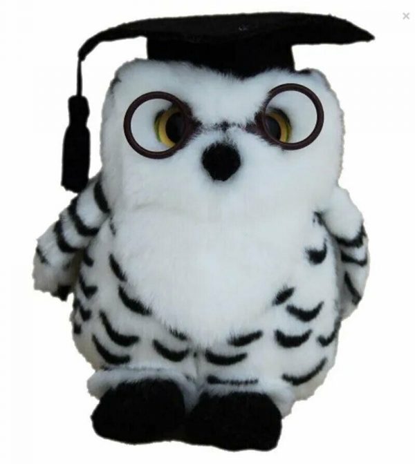 Graduation Snowy Owl w Glasses Soft Plush Toy 8"/20cm Elka Handmade