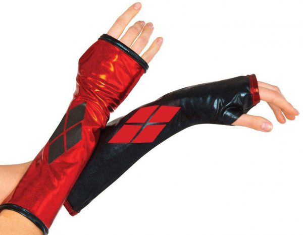 Harley Quinn Gloves DC Comics Super Heroes Villains Gauntlets One Size Red Black - Image 3