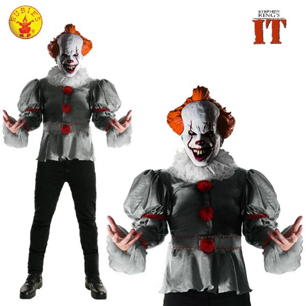 LICENSED DELUXE IT CLOWN PENNYWISE ADULT MENS FANCY DRESS HALLOWEEN COSTUME XL