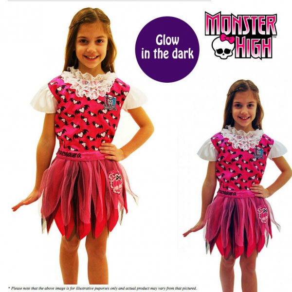 Monster High Draculaura Costume Glow in the Dark Girl Child Halloween Dress 6-8 - Image 3