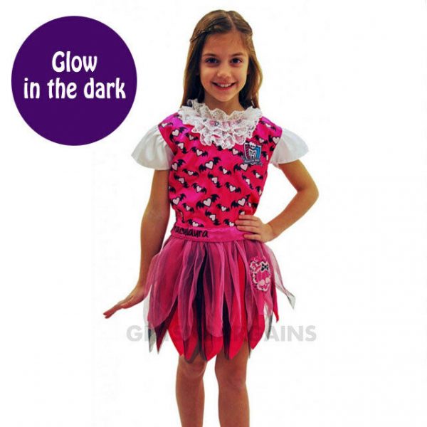 Monster High Draculaura Costume Glow in the Dark Girl Child Halloween Dress 6-8