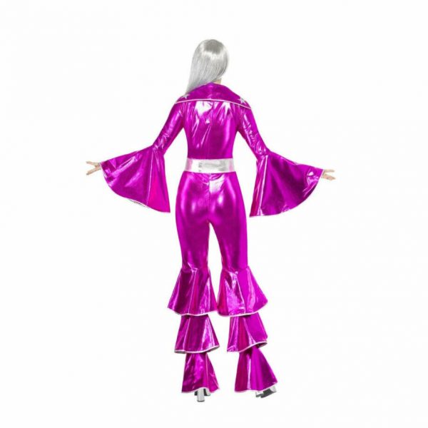 Pink Dancing Queen 70s ABBA Costume Dream Popstar 1970 Bellbottom Disco Jumpsuit - Image 4