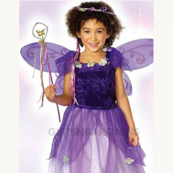 Plum Pixie Costume Purple Spring Fairy Wings Wand Tiara Child Dress Girls S / M - Image 5