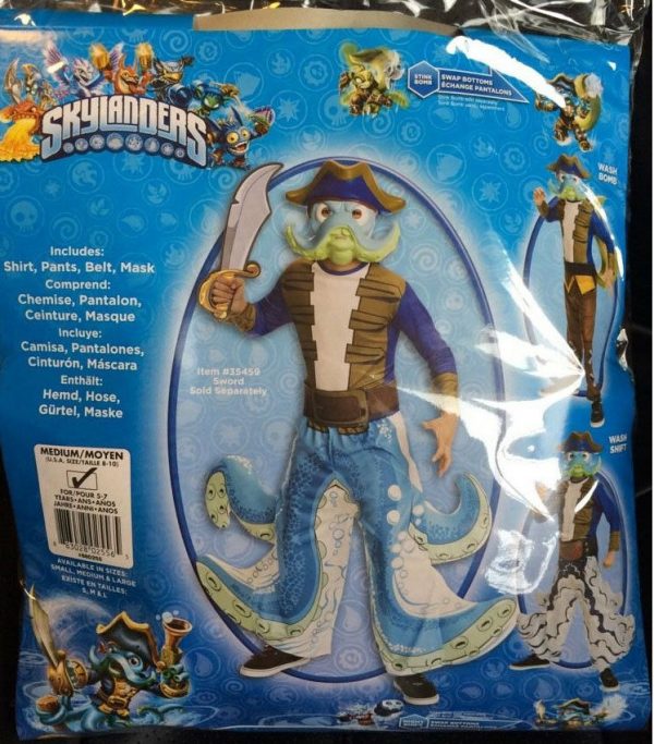 Skylanders Wash Buckler Costume Kids Pirate Octopus Boys 5-7y S: M Swap Force - Image 3