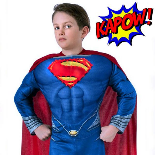 Superman Boys Costume Super Hero Light-up Deluxe Muscle Chest Licensed S: M 5-7y