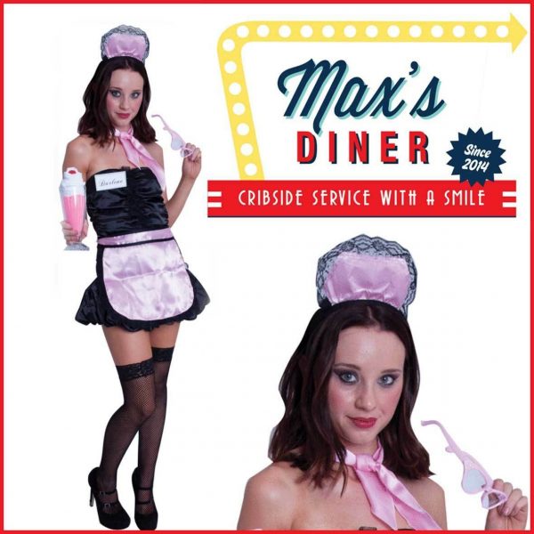 50s Soda Pop Girl Waitress Retro Diner Womens Costume Kit Fancy Dress 1950s Maid - Image 3