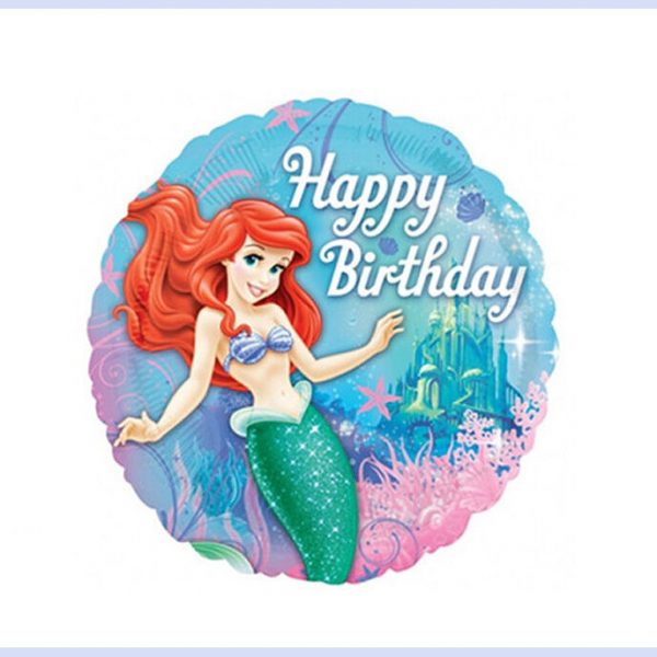 ARIEL THE LITTLE MERMAID HAPPY BIRTHDAY FOIL BALLOON 18″ ROUND ANAGRAM