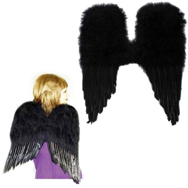 Black Feather Wings Costume Sexy Devil Fallen Angel Fairy Halloween Maleficient - Image 5