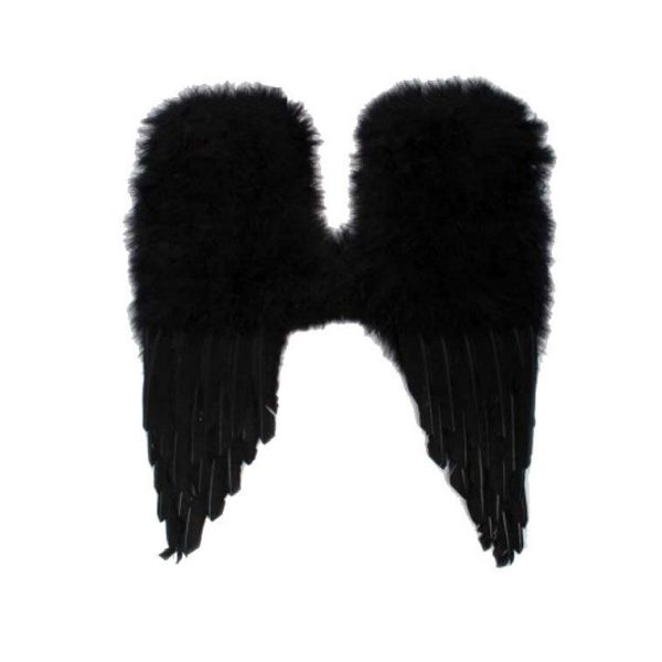 Black Feather Wings Costume Sexy Devil Fallen Angel Fairy Halloween Maleficient - Image 6