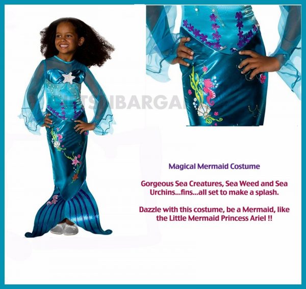 Blue Magical Mermaid Princess Ariel Book Week Fancy Dress Child Costume 3-4y - Image 3