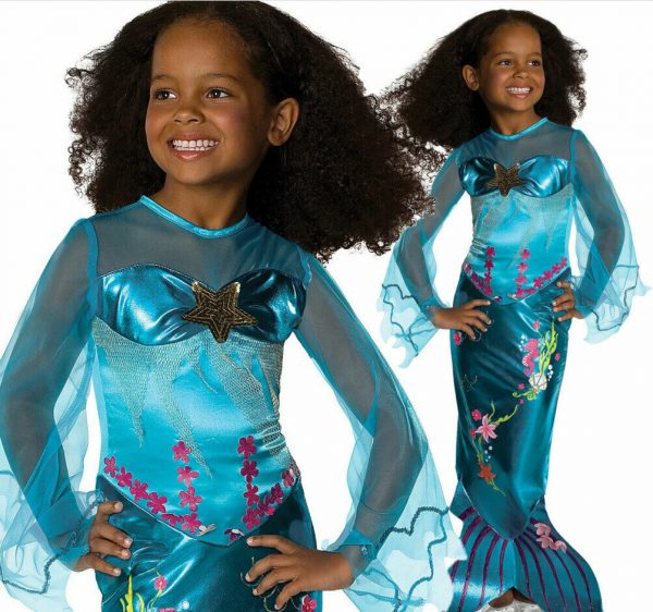 Blue Magical Mermaid Princess Ariel Book Week Fancy Dress Child Costume 3-4y