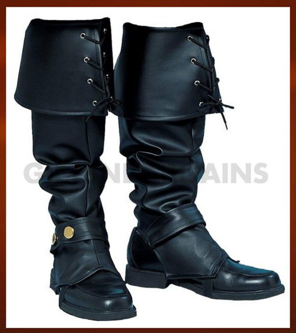 Boot Tops Pirate Costume Black Shoe Covers Adult Men Women Buccaneer - Image 4