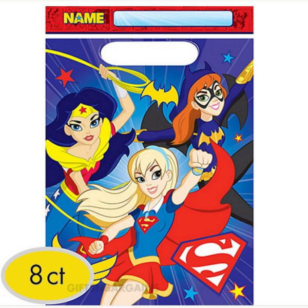 DC Super Hero Girls Birthday Party Supplies LOOT BAGS Lolly Bags Pack Of 8 - Image 3