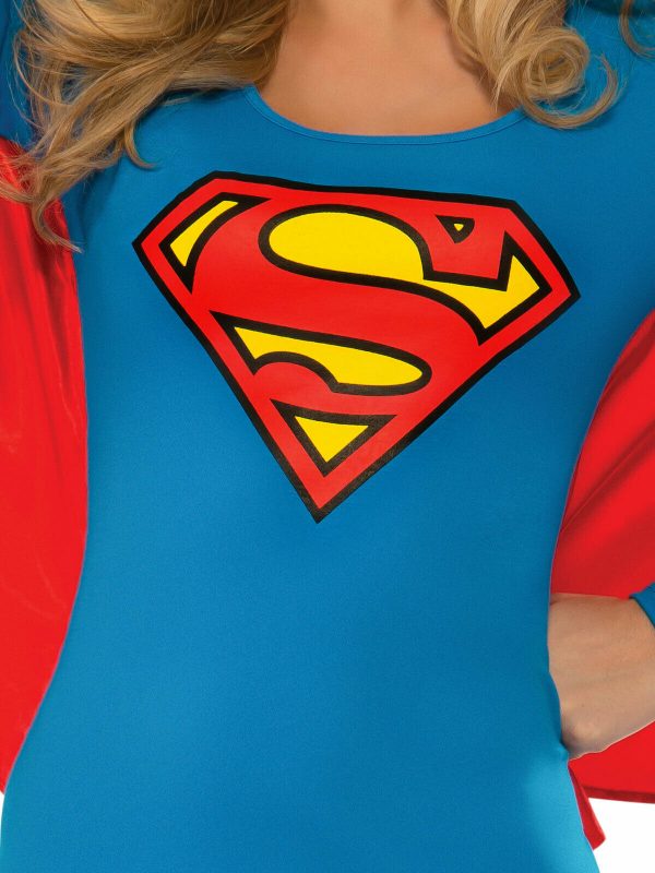 DC Superheroine Supergirl Womens Costume Bodycon Dress Adult w wings cape s-m-l - Image 3