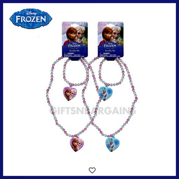 DISNEY FROZEN Elsa Anna Olaf 2Pc Necklace Bracelet Set JEWELLERY Gift Girls