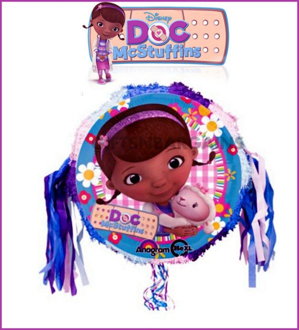 Disney Doc McStuffins Pinata Birthday Party 18″ Drum Pull String Pinyata Game - Image 3