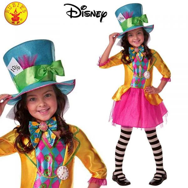 Disney Mad Hatter Costume Alice Wonderland Book Week Parade Girl Party Dress 6+