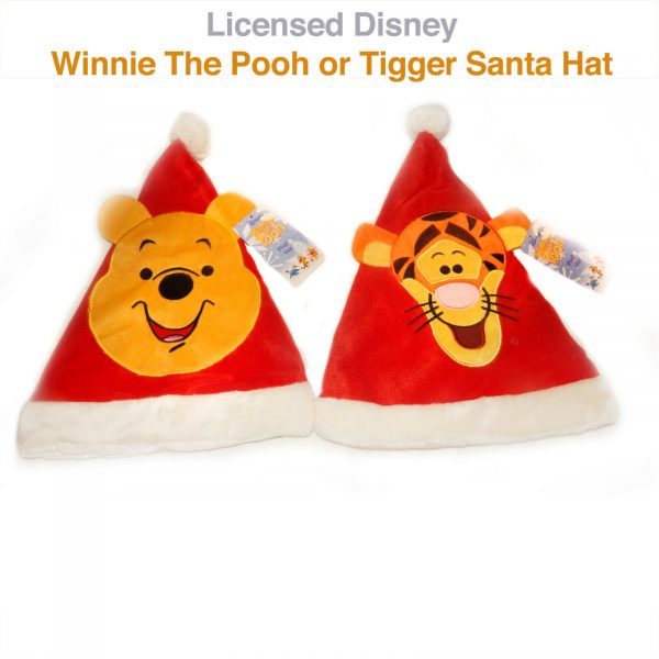 Disney Winnie The Pooh Santa Hat Tigger Christmas Xmas Red Plush Velvet  Child