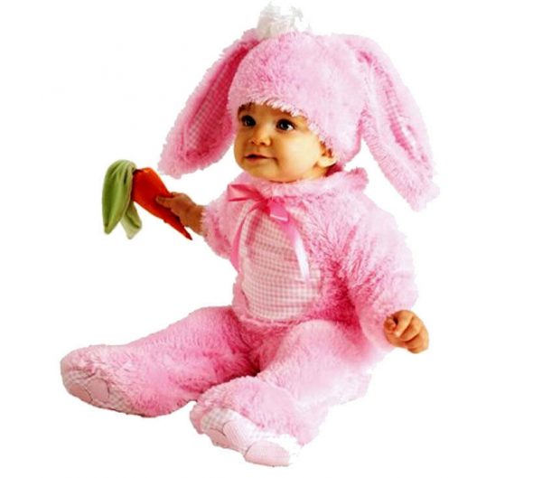 Easter Bunny Rabbit Costume Pink Wabbit Romper Toddler Child Baby Girl w Rattle