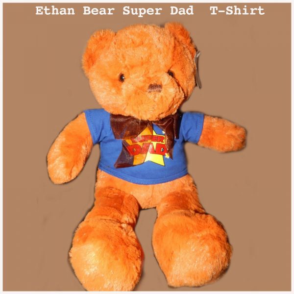 Ethan Teddy Bear w T-Shirt 'Super Dad' Fathers Day Gift Adult Plush Huggable Toy - Image 4