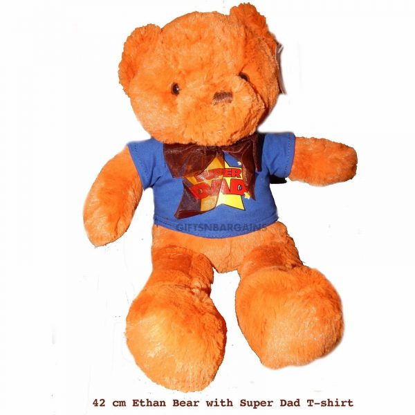 Ethan Teddy Bear w T-Shirt 'Super Dad' Fathers Day Gift Adult Plush Huggable Toy