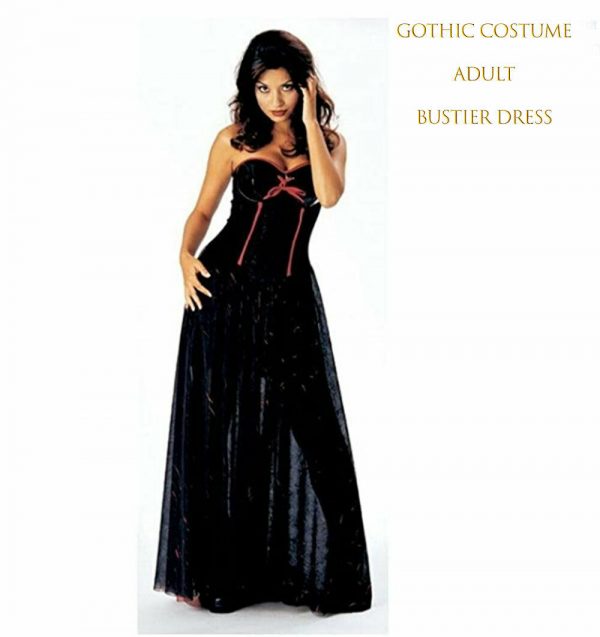 Gothic Witch Wench Sexy Temptress Vampiress Halloween Women Black Costume Dress