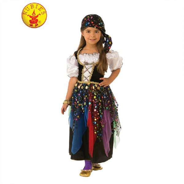 Gypsy Girl Fortune Teller Astrologer Halloween Costume Fancy Dress M/L Colourful