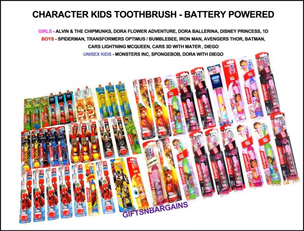 Kids Marvel/Disney/Nick Jr Power Battery Toothbrushes Various Kids Characters