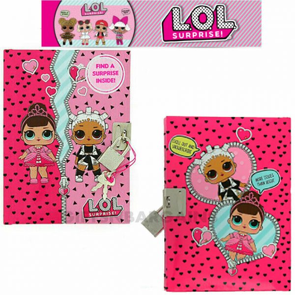 LOL Surprise Lockable Notebook Diary w Key Hidden Pencil Girls Fun Stationery