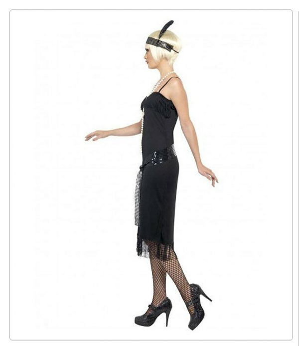 Ladies 1920s 20s Black Flapper Costume Charleston Women Gatsby Party Fancy Dress - Image 3