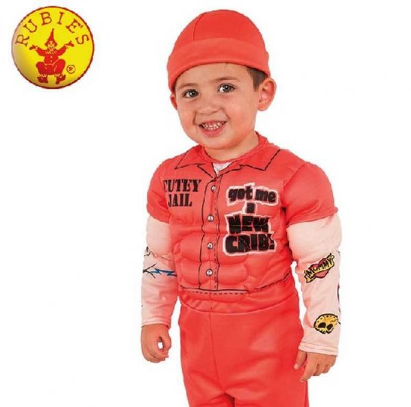 MUSCLEMAN PRISONER COSTUME LIL CONVICT BABY BOY JAILBIRD TODDLER HALLOWEEN XS, S - Image 3