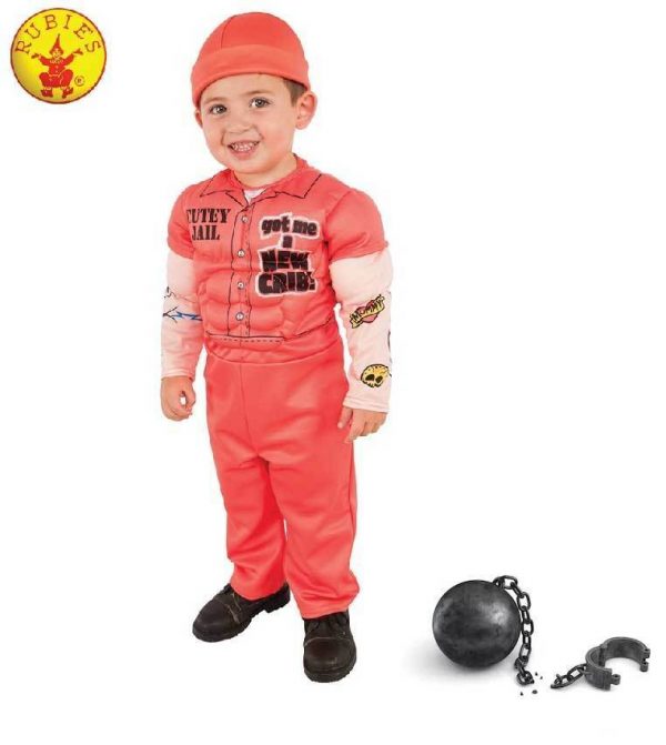 MUSCLEMAN PRISONER COSTUME LIL CONVICT BABY BOY JAILBIRD TODDLER HALLOWEEN XS, S