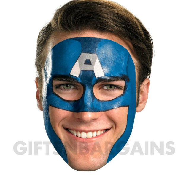 Marvel Captain America Temporary Face Tattoo Costume Mask Stick-On Looks Like Paint Saves time!