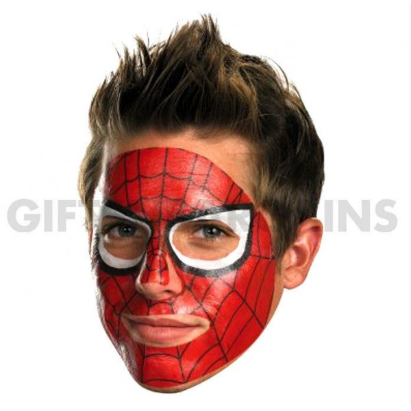 Marvel Spider-man Spiderman Face Tattoo Red Web Mask Adult Costume Men, easy