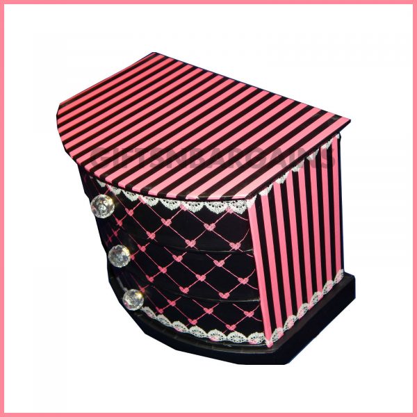 Mothers Gift Ladies Women Vanity Case Storage Drawer Cabinet BLACK Pink Hearts - Image 7