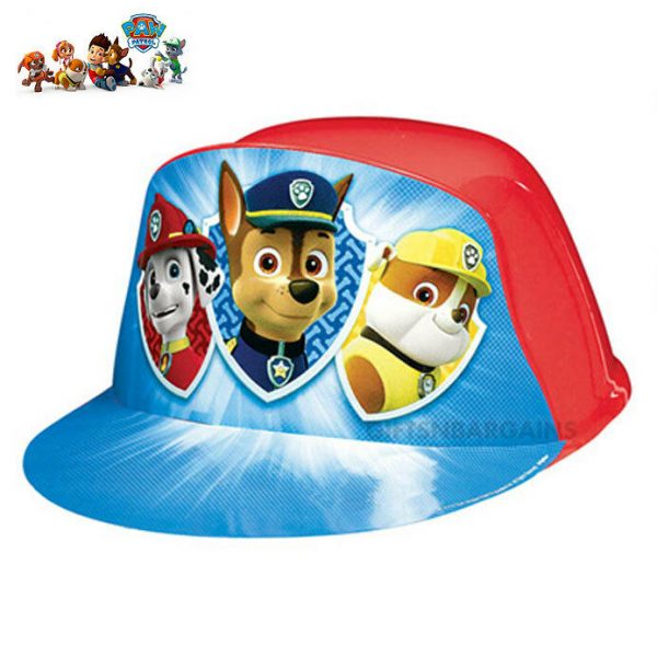 Paw Patrol Red Blue Plastic Cap Hat Kids Boys Marshall Chase Rubble Costume - Image 3