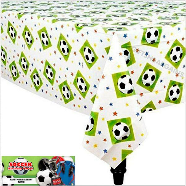 SOCCER SPORT FOOTBALL BIRTHDAY PARTY DECOR PLASTIC TABLE COVER CLOTH BOYS CHAMP