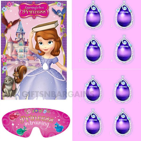 SOFIA THE FIRST PARTY SUPPLIES PARTY GAME PIN THE AMULET PRINCESS 2-8 PLAYERS