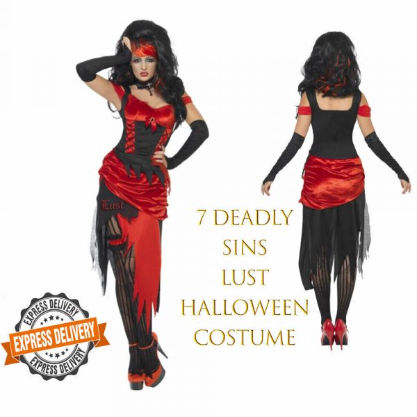 Seven Deadly Sins Lust Halloween Womens Siren Seductress Witch Costume Ladies