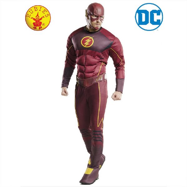 The Flash Mens Adult Super Hero Costume DC Comic Halloween Deluxe Muscle Chest - Image 3