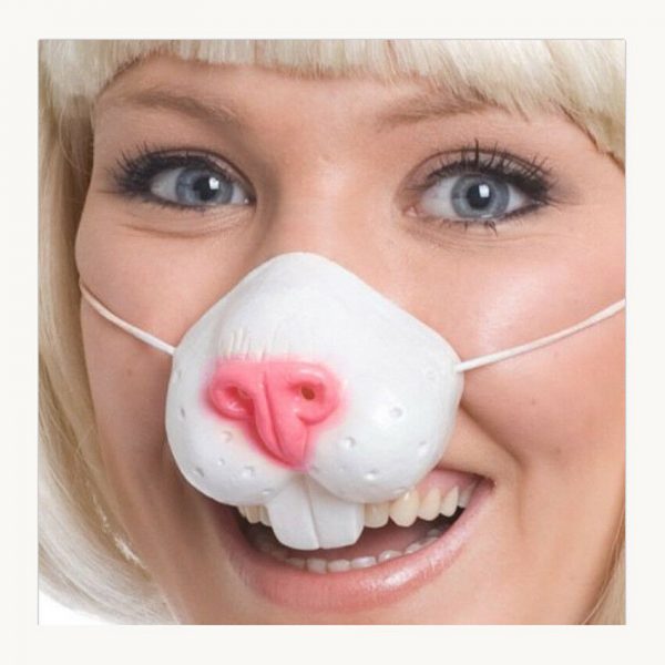 White Bunny Rabbit Nose on Elastic Costume Accessory Easter Party Animal Girls