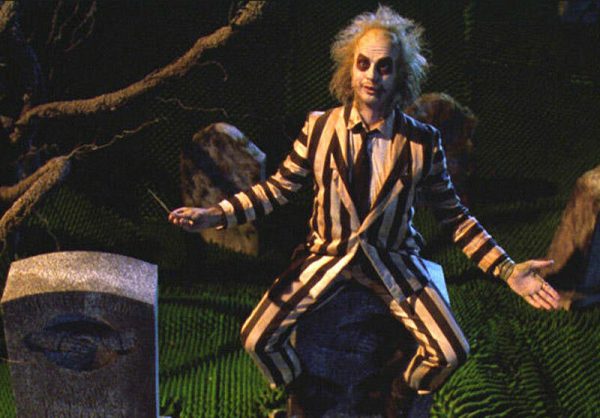 Beetlejuice Collector's Edition Costume Halloween Horror Mens Striped Suit Wig